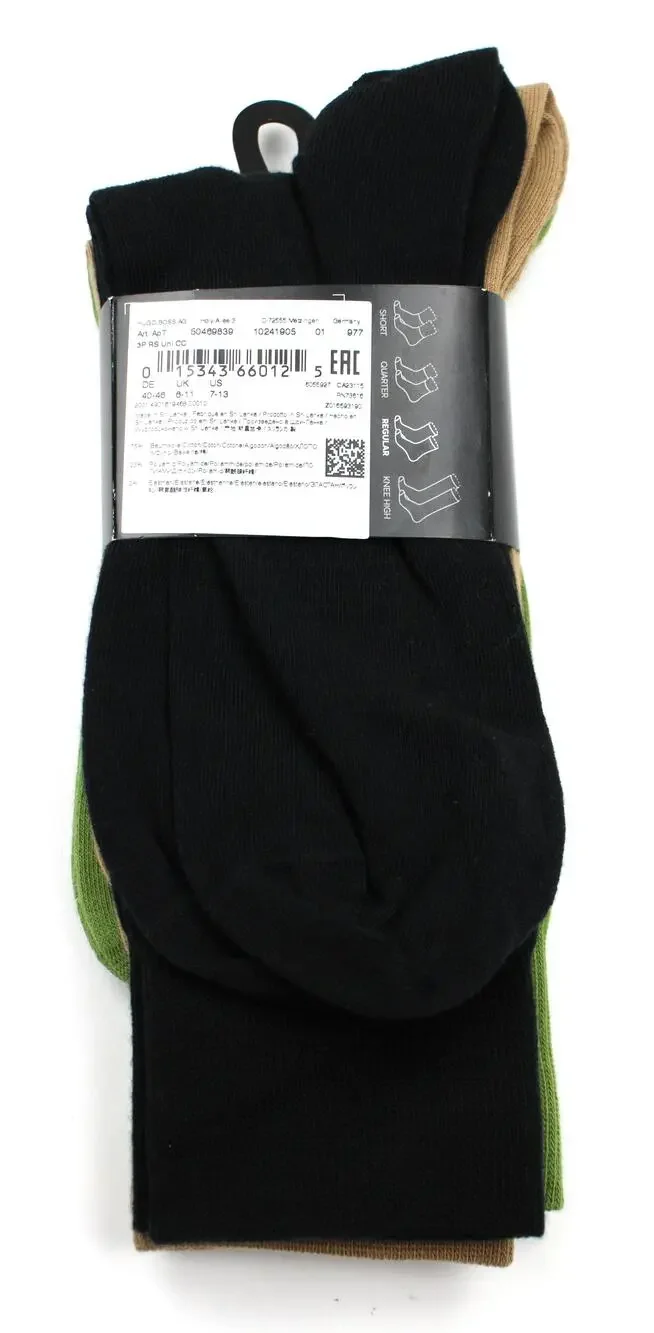 Boss Socks Mens 7-13 Multicolor Solid Dress 3 Pack Mid Calf Cotton Blend